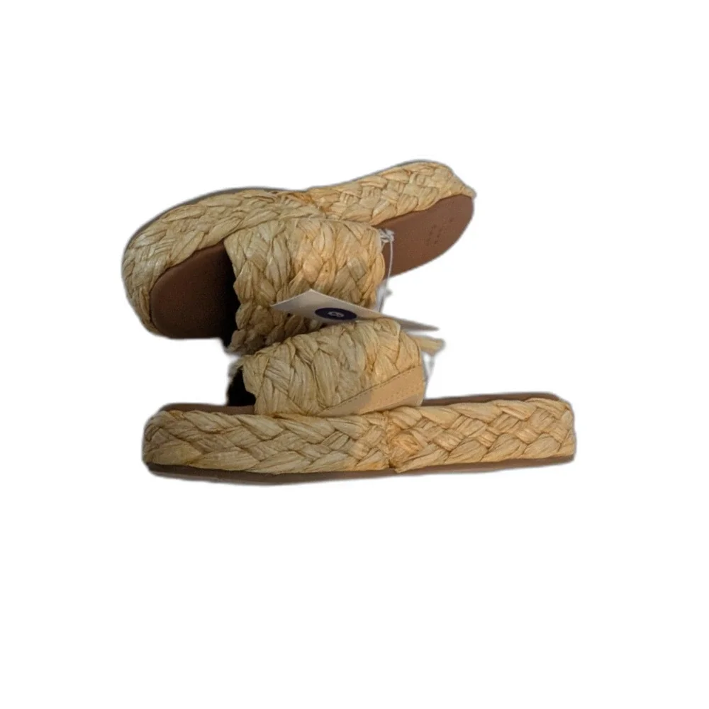 Women's Casey Braided Raffia Platform Slide Sandals -A New Day- Beige Size 6 NWT
